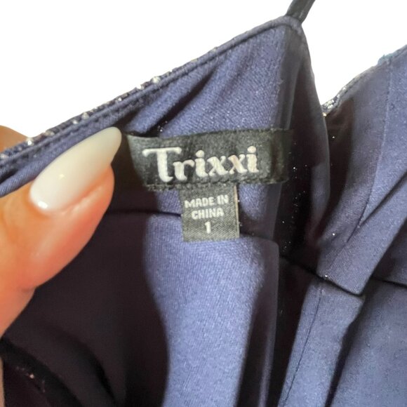 Trixxi Womens Black & White Geometric V-Neck Maxi Dress With Slit Size 1 - Picture 4 of 7